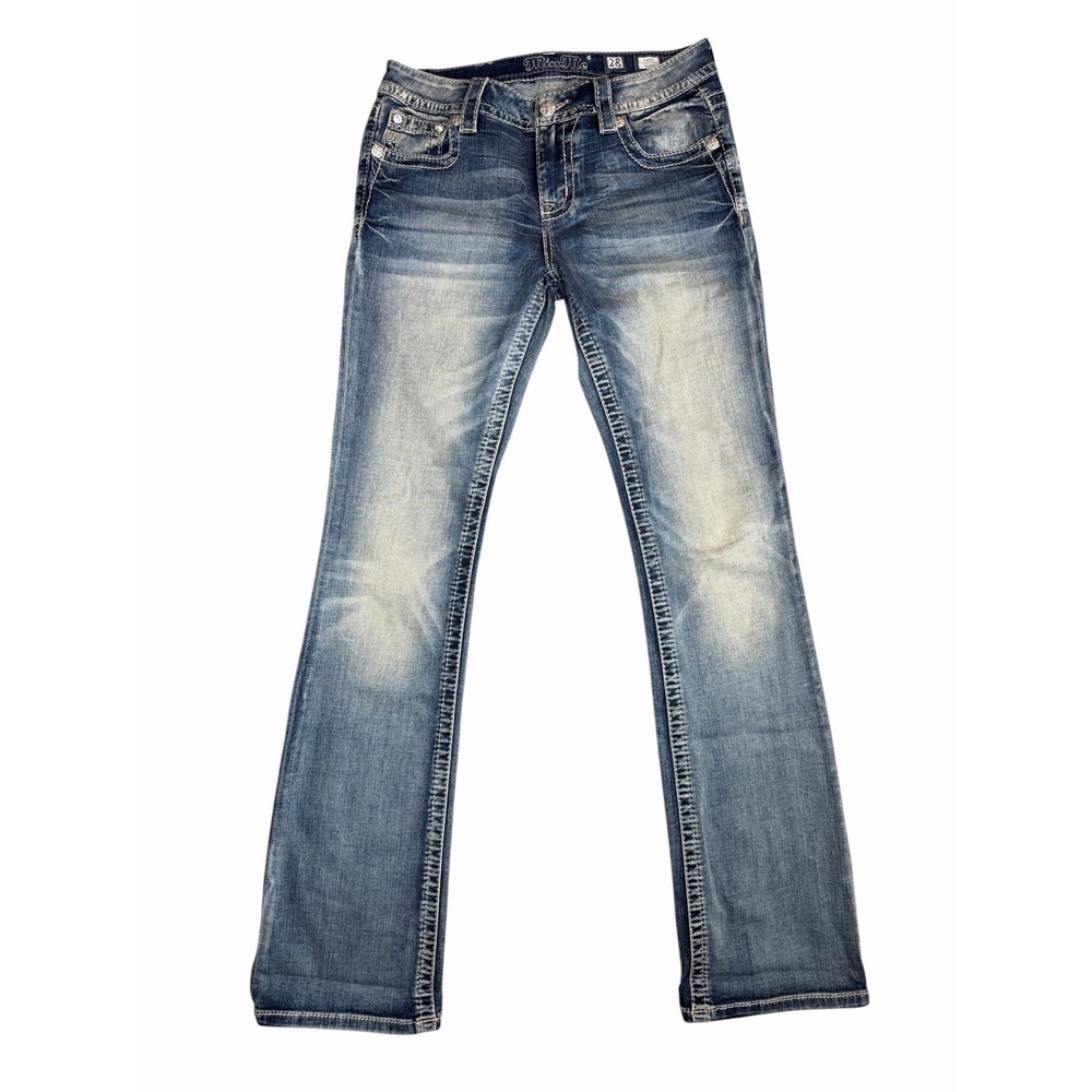 Miss Me Chloe Womens Jeans 28 Blue Bootcut Rhinestone Horseshoe Distressed Y2K